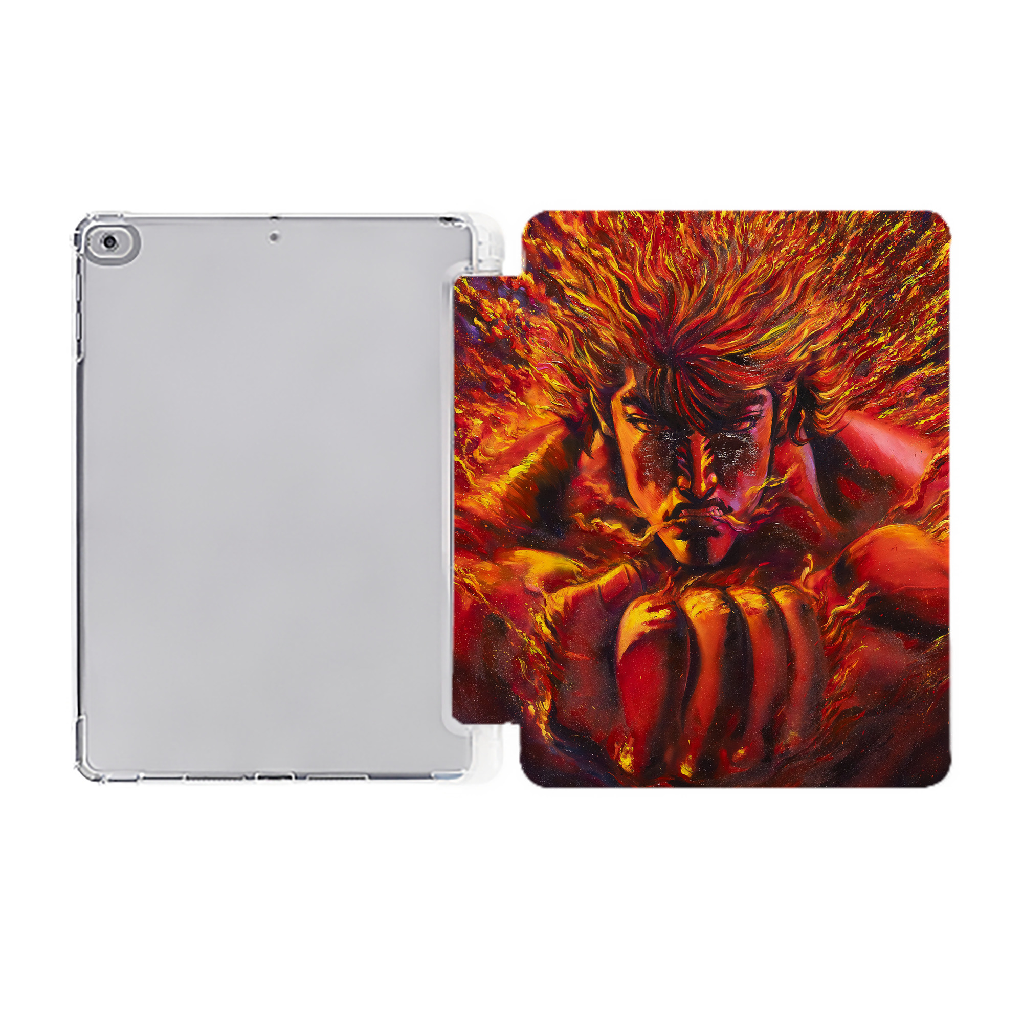 （画像用） 北斗の拳 Fist of the North Star IPad ケース ペン収納付き 三つ折りスタンド PUレザー×シリコン 対応機種9.5/10.5/10.9インチ